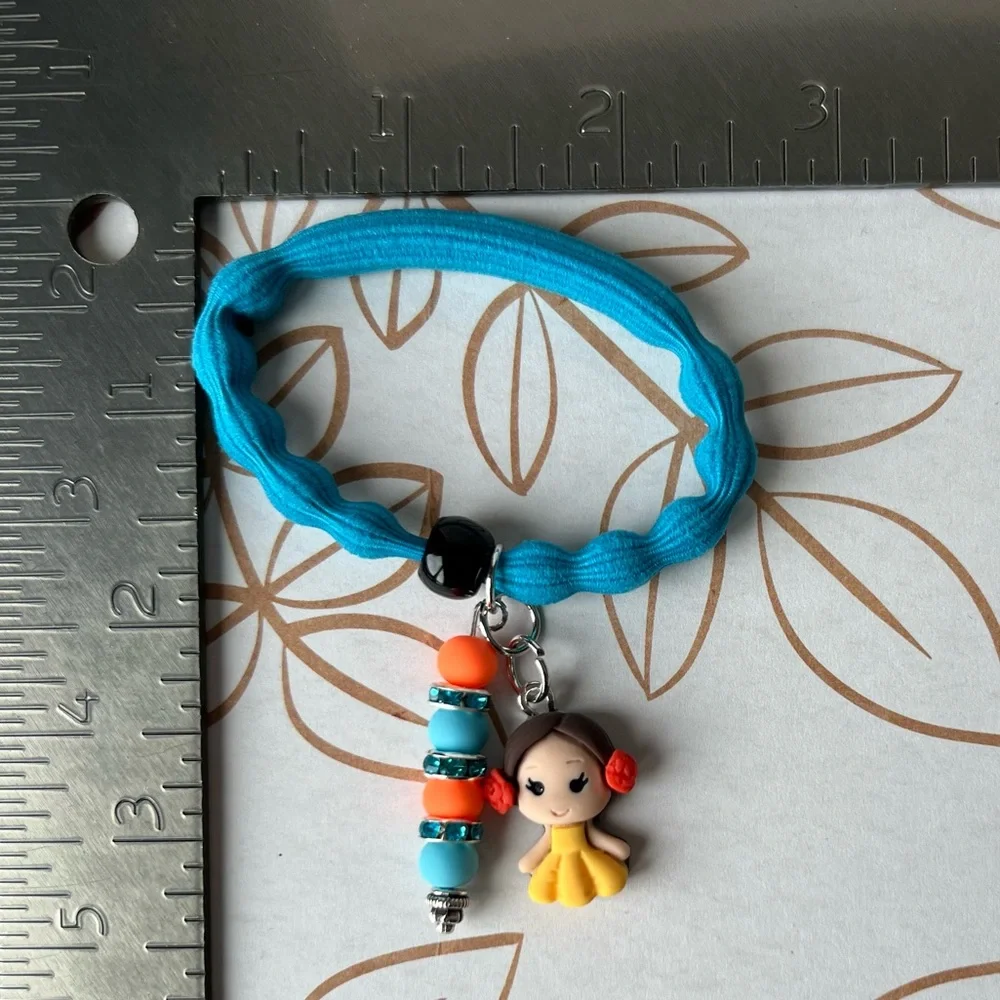 Princess Beaded Hair Ties with Princess Charms - Blue and Pink